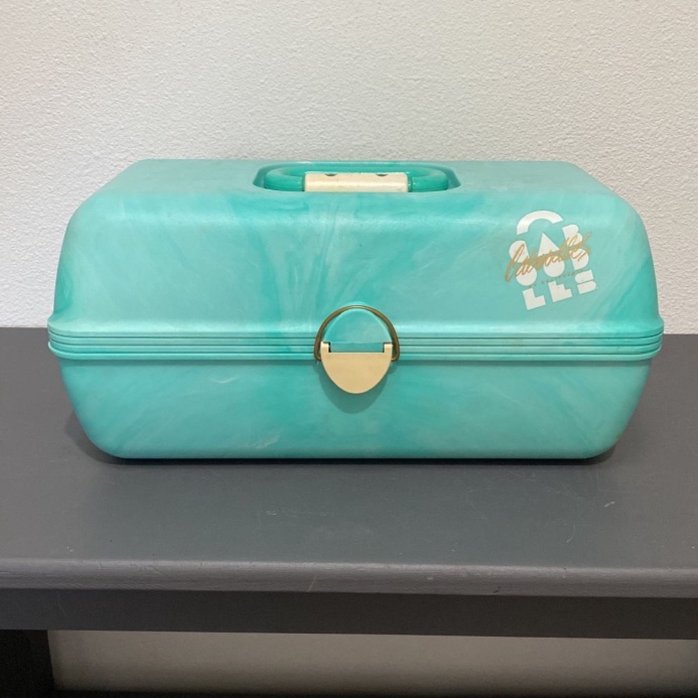 Vintage Caboodles Case/Box Makeup Organizer Teal